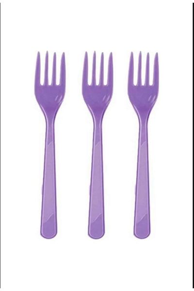 PartAntalya 25 Pieces of Forks Purple Color 1 Pack Disposable