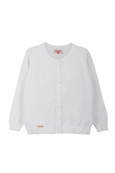 Minora Knitwear Girl's Minora Crest School Cardigan Bone