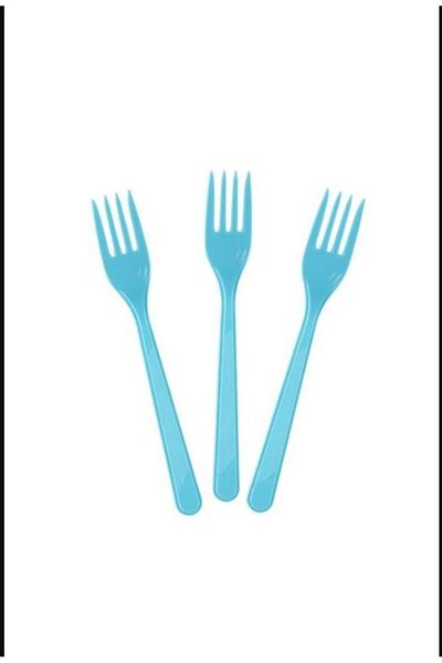 PartAntalya 25 Pieces of Blue Forks - 1 Pack Disposable