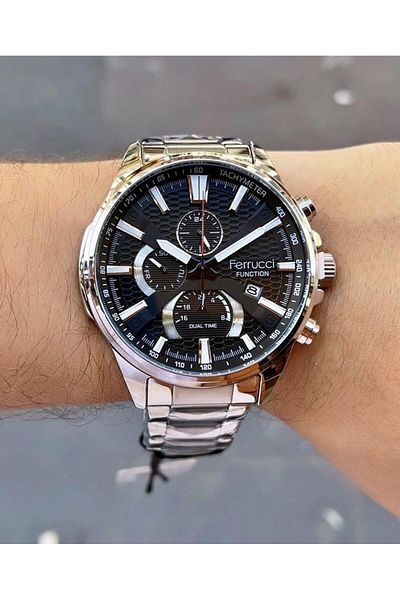 Ferrucci Men's Multifunctional Metal Band Wristwatch