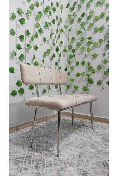 ÖZCAN METAL Metal Ayaklı Sırtlı Krom Mutfak Salon Antre Yatak Odası Puf Bank ...