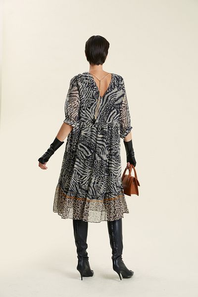 VERDA Gathered Printed Dress