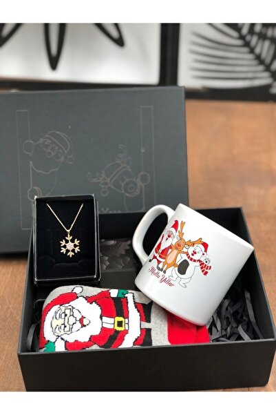 Masalsı Concept New Year's custom gift boxugold necklace printed mug and metal candle gift box full of happiness