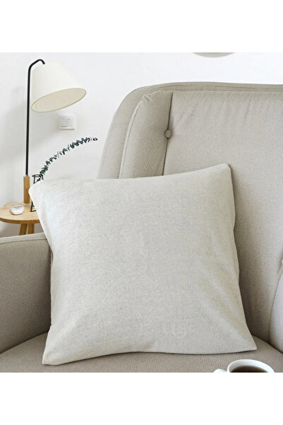 İDİL 6'lı Bej Rengi Keten Kırlent Kılıfı Punch Için Işlemelik Kırlent Kılıfı-...