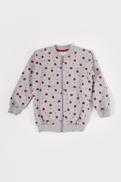 COMEOR Girl's Zippered Front and Back Printed Seasonal Gray Sweat Cardigan