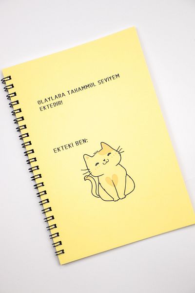 Red Whiter Cat Printed Talking Notebook Lined Spiral 30 Sheets 60 Pages 14x20 CM