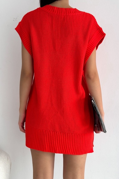 FEMELLE Women's Orange Standard Size V-Neck Knitwear Sweater