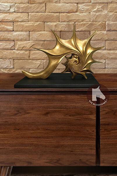 Dekoromi Fosil Deniz Kabuğu Heykeli Ev Dekorasyon Ürünü Biblo (39x26cm)