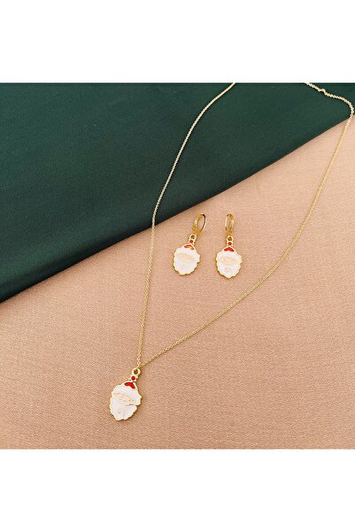 RM Bijuteri Santa Claus Christmas Necklace Earring Set