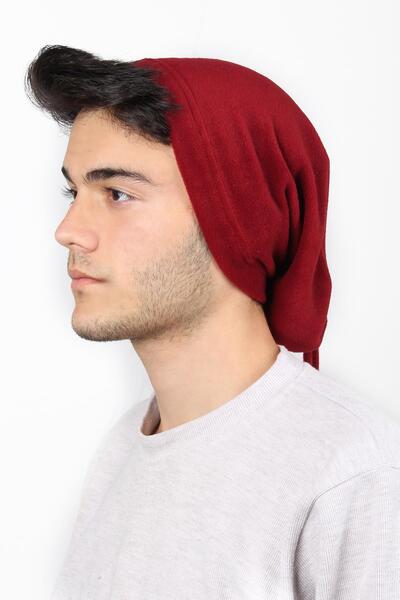 toptanhanem Мъжки шал за врата и шапка, бордо