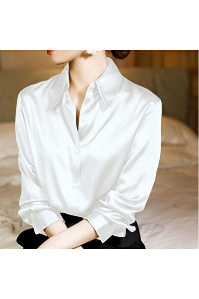 atn store Boby Silk - %100 Ipek Kadın Gömlek - Tam Kalıp Pensli