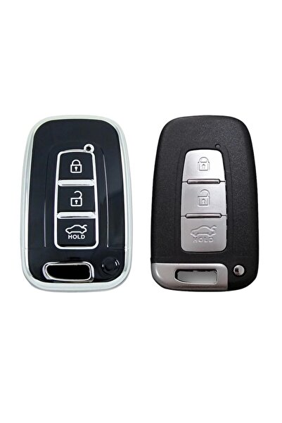 EBG İSTANBUL Hyundai 10-13 Ix35 Tucson Smart 3 butoane Negru-argintiu Carcasa pentru telecomandă pentru chei auto