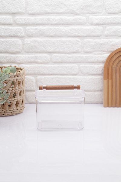 zezedesing Vacuum Transparent Jar with Wooden Decorative Handle 1000ML