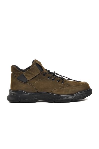Bulldozer Ανδρικές μπότες από γνήσιο δέρμα Khaki Nubuck-Black