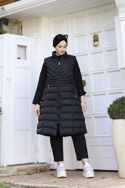 ECALAMODE Long Detachable Hooded Waterproof Gel Filling Long Length Vest