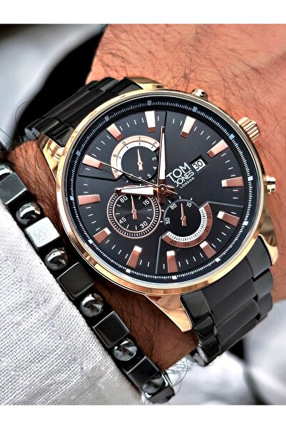Tom Jones Marka Rose Siyah Renk 2 Yıl Garantili Su Geçirmez Erkek Kol Saati -...