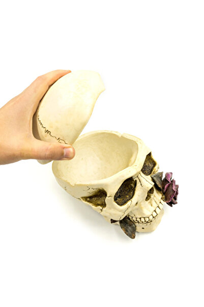 maketistan Veronese Kuru Kafa Kapaklı Küllük, Renkli El Boyaması 15x23x13 cm