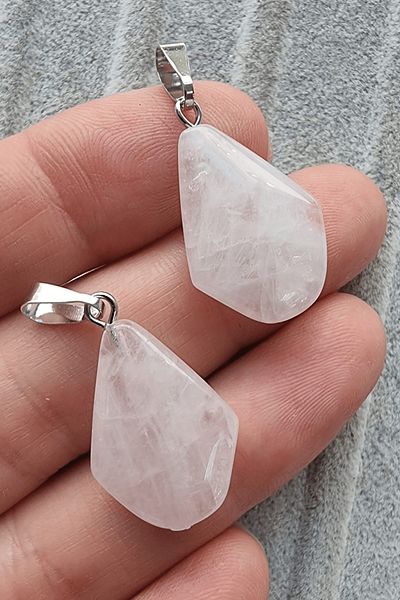 Tesbih Atölyesi Certified Pyramid Model Real Pink Quartz Stone Necklace