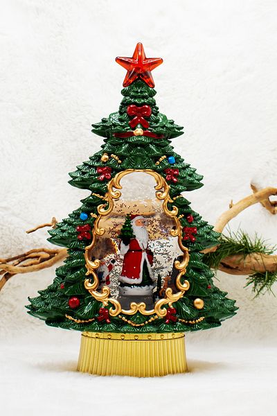 Waldern 37cm Decorative Pine Tree Snow Globe - Santa Christmas Ornament