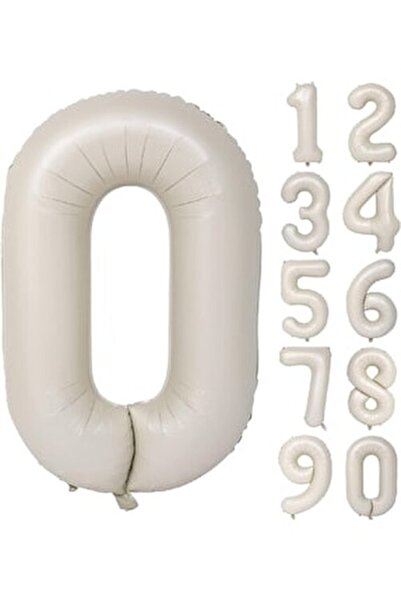ikm balon 0 Rakam 74 Cm Krem Yaş Folyo Balonu Büyük Boy