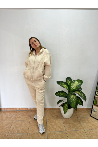 yacih collection Kadın Krem Renk Eşofman Takım