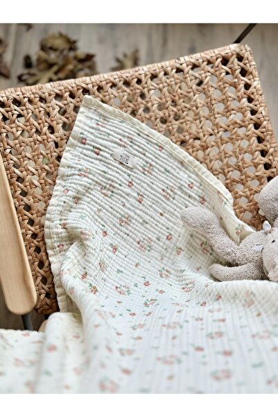 Asu Baby&Kids بطانية موسلين من القطن العضوي الرومانسي 4 طبقات