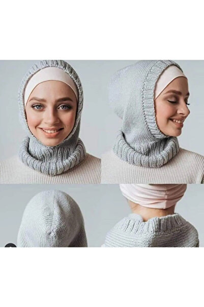 emybox Örgü Kapüşonlu Tesettür Kadın Kışlık Renkli Triko Bere