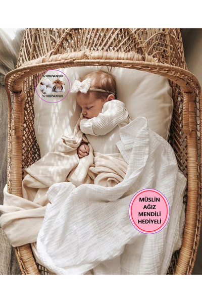 LusnikaStore Müslin Battaniye Bebek & Çocuk Müslin Örtü %100 Pamuk Yeni Sezon...