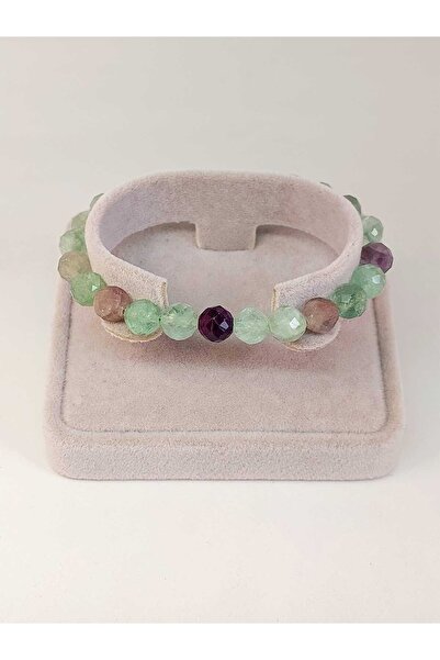 Yasamtohumu Fluorit kamen, faset kroj 8mm unisex narukvica (42570-pojedinačna)