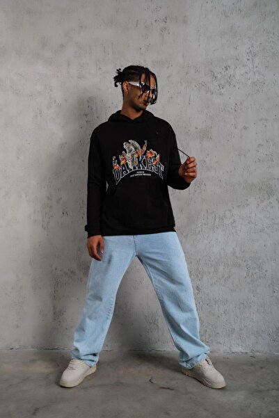 DlayMoon Hanorac DANKES Imprimat Sweat - Negru