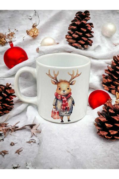 hazztasarım New Year's mug with deer figure