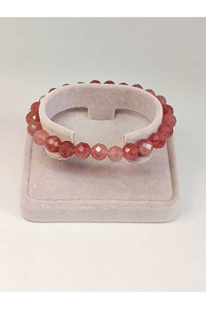 Yasamtohumu Narukvica od jagodastog kvarcnog kamena, faset kroj 8mm, unisex (...