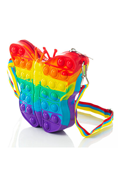 allwear Silikon Popit Duyusal Omuz Çantası, Kelebek Figur