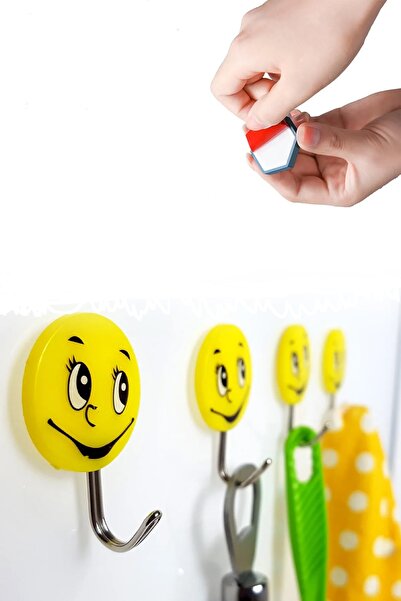 Sihirlicin Emoji Smiley Gülen Yüz Şekilli Askılık Banyo Mutfak Ev Dekorasyon