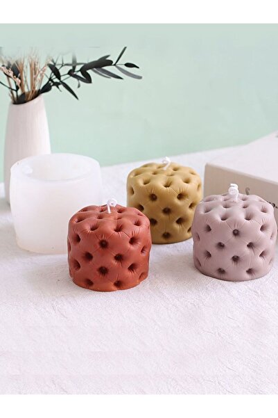 ÇAĞATÖLYE Silikon Kalıbı Desenli Yuvarlak Mum Kalıbı 6*6 Cm