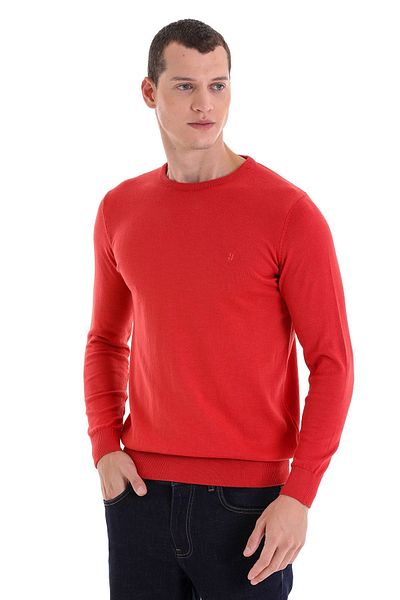 Hatemoğlu Tile Regular Fit Plain Crew Neck 100% Cotton Knitwear Sweater