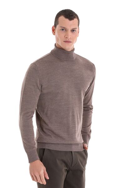 Hatemoğlu سترة منسوجة من الصوف ذات الياقة المدورة العادية من فرو المنك