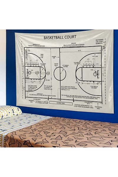 The Lucid Lab Teren de baschet Ivory - Husa de perete pentru teren de baschet - 100 Cm X 135 Cm