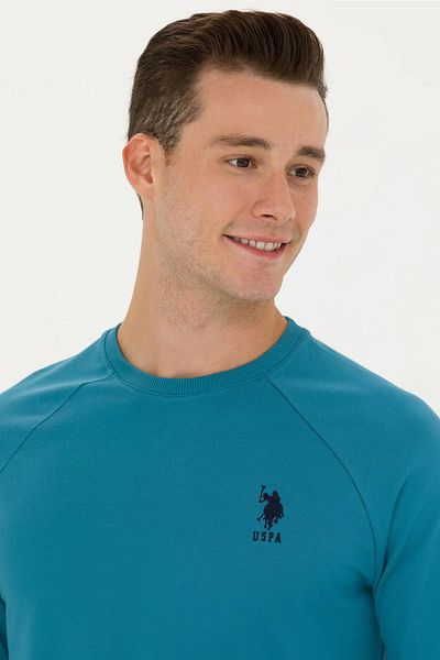 U.S. Polo Assn. Мъжки суичър с кръгло деколте Petrol Basic