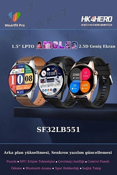 TEKNOBO hk4 hero akıllı saat amoled ekran cıft cekırdek ıslemcı gps nfc serii...