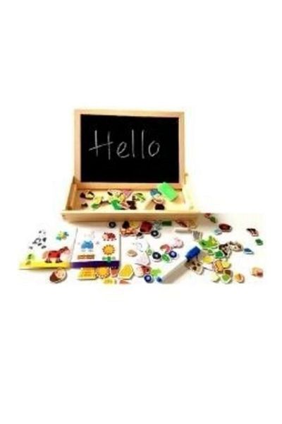 Wooden Toys Magnetic Double Sided Wooden Blackboard Set
