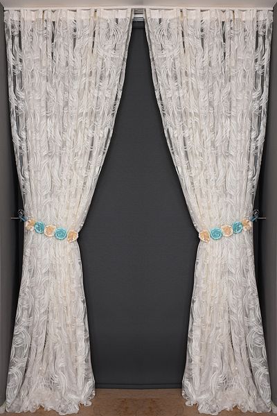 AKÇA TEKSTİL Kılınç Model Cream Color Single Wing Ready-made Pleated Background Curtain 300*260