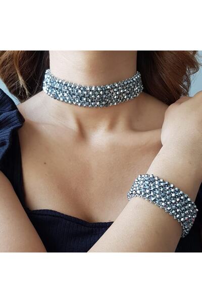 Handmade By HLY Handmade Crystal Stone Detailed Choker Set