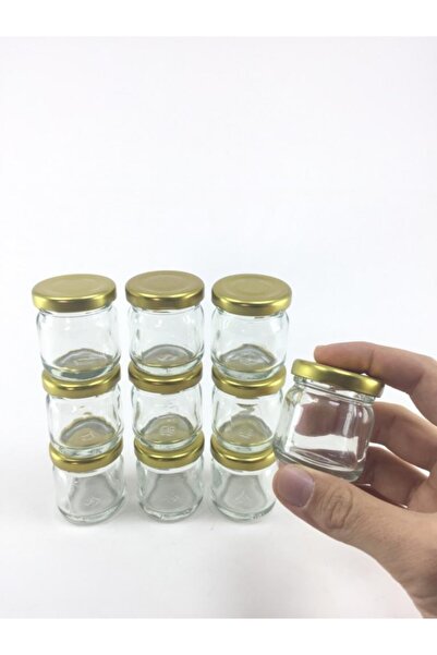 Milea طقم مرطبان صغير منظم متعدد الأغراض مكون من 10 قطع مع غطاء ذهبي 40 سم مكعب