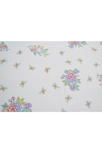 ESB Design Women's Flower Pattern Rectangular White Background Table Cloth 140*240 cm
