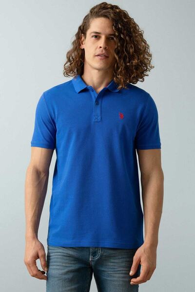 U.S. Polo Assn. Ανδρικό μπλουζάκι μπλε πόλο με λαιμόκοψη G081gl011.000.1191429