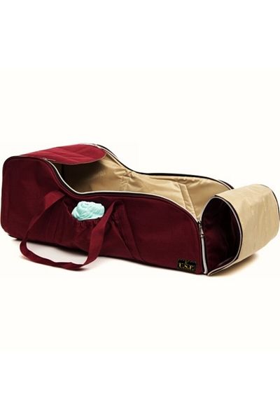USF Mother Baby Care Bag, Carrycot, Baby Carrier and Stroller Double Set Gray-Claret Red