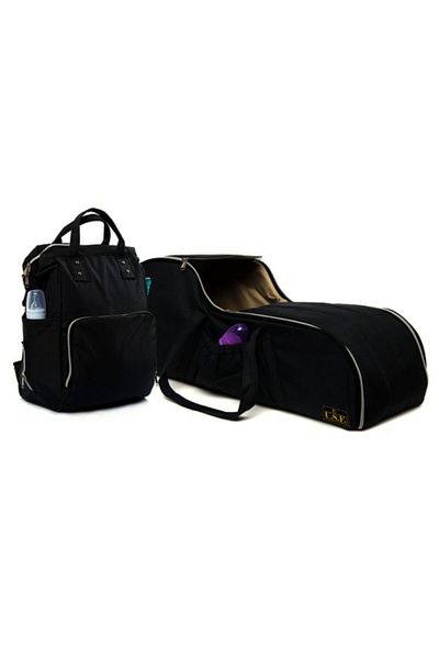USF Mother Baby Care Bag Carry Cot Baby Carrier Stroller Set of Two Black