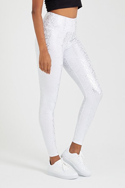 MRS.MODA Colanți de damă din piele imprimată cu model