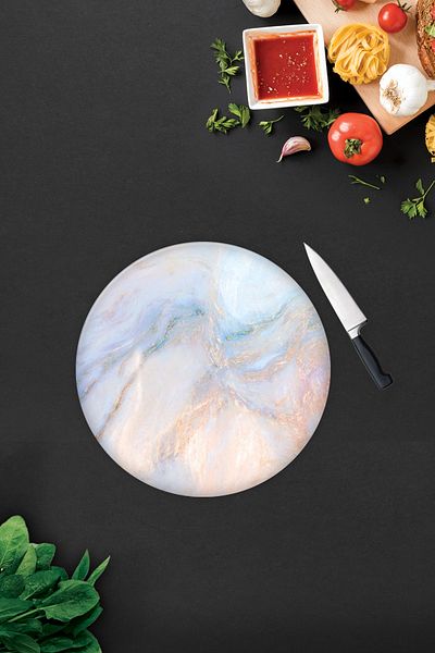 Decorita Supreme Marble Look |   Glass Cutting Board - Glass Cutting Board |   Diameter32Cm